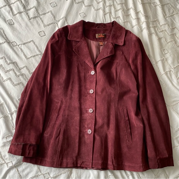 vintage danier suede burgundy lightweight jacket - Picture 6 of 11
